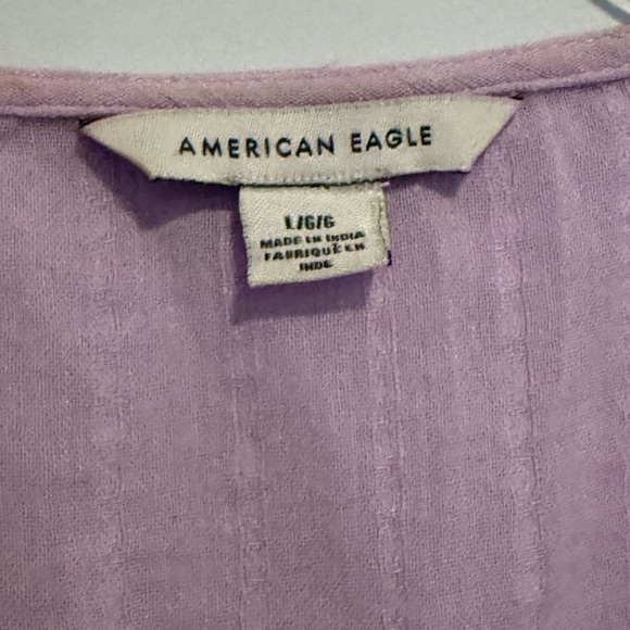 American Eagle Peplum Wrap Style Blouse Lavender Large Boho - Picture 6 of 6